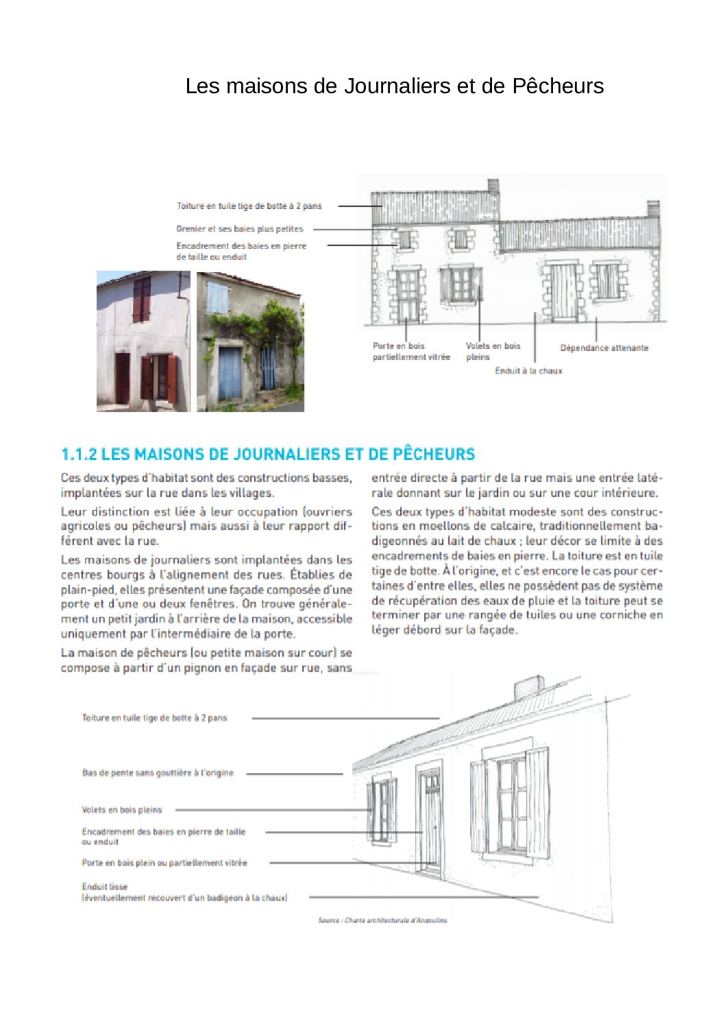 MAISONS de Journaliers et de Pêcherus Charente-Maritime Chatelaillon-Plage La Rochelle
